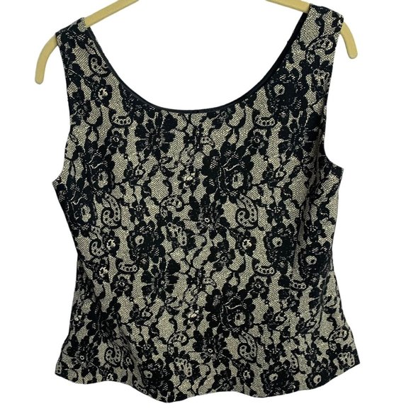 Jones Studio Womens Size 8 Black Floral Sleeveless Blouse Tank Top Lined New $33 - Picture 8 of 8